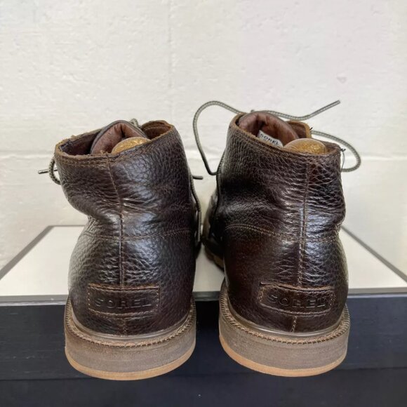 Sorel Madson Ankle Boots Brown Pebble Leather Oxford Waterproof Lace up Men's 10 - Picture 6 of 9